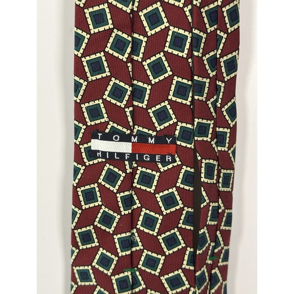 Vintage Tommy Hilfiger Red 100% Silk Men's Neck Tie Made In Usa Italian Silk - Picture 4 of 7
